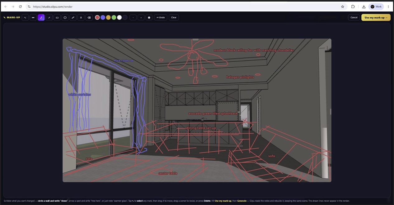 The mark-up tool with numbered callouts